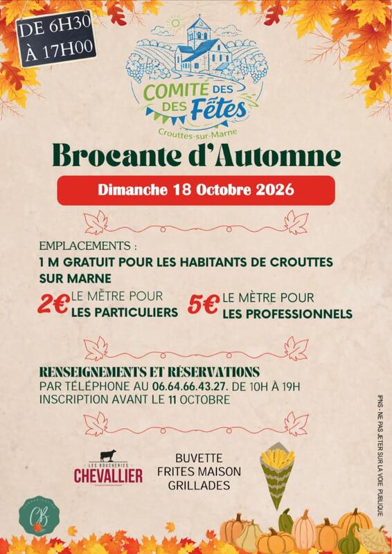 Affiche Brocante d'automne du comité des fêtes à Crouttes-sur-Marne