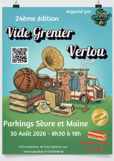 Affiche 24ème vide-grenier Vertou dimanche 30 août 2026 (44120 Loire-Atlantique)