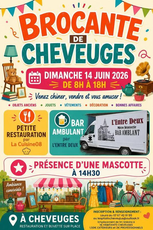 Affiche Brocante Cheveuges dimanche 14 juin 2026 (08350)