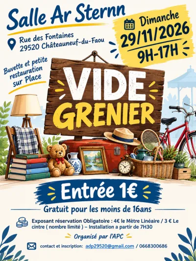 Affiche Vide-grenier de l'APC à Châteauneuf-du-Faou
