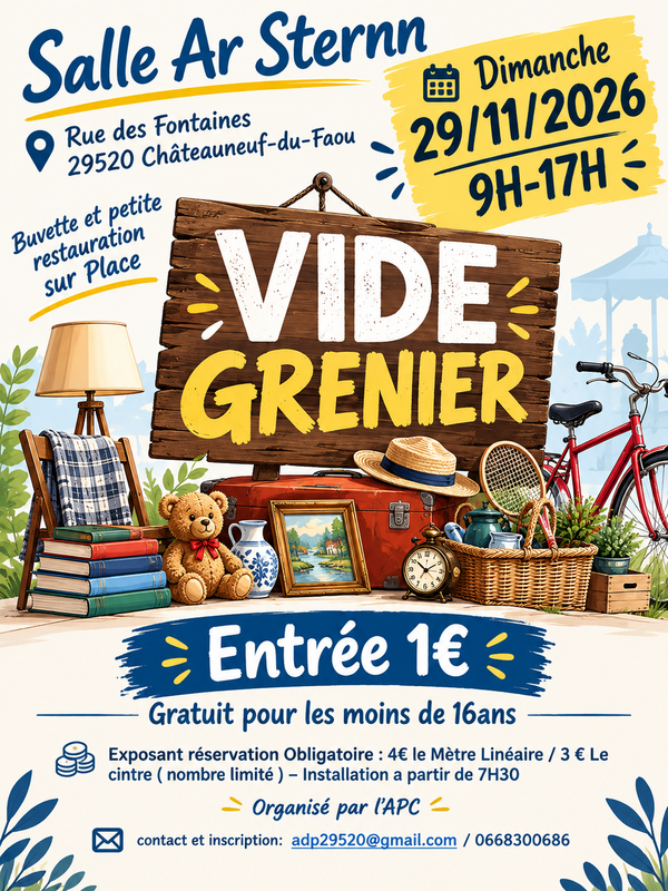 Affiche Vide-grenier de l'APC à Châteauneuf-du-Faou