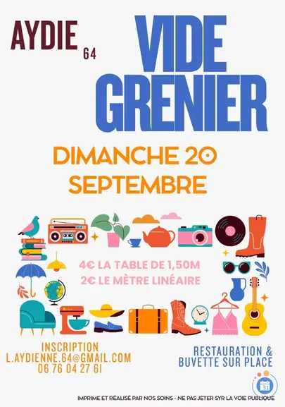 Affiche Vide-grenier Aydie dimanche 20 septembre 2026 (64330)