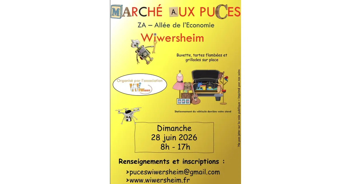 Affiche Marche aux puces Wiwersheim dimanche 28 juin 2026 (67370)