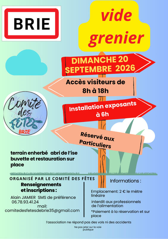 Affiche Vide-Grenier - Comité des Fêtes de Brie - Ille-et-Vilaine