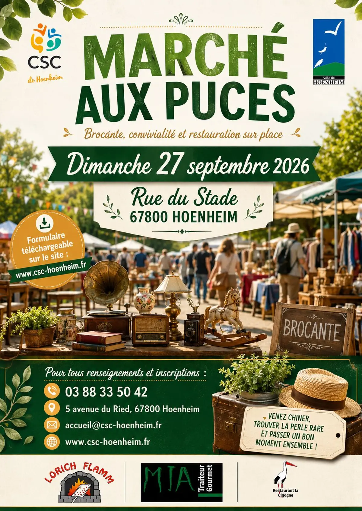 Affiche Marché aux puces Hoenheim dimanche 27 septembre 2026 (67800)