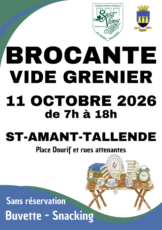 Affiche Brocante vide-grenier de l'Association vinicole à Saint-Amant-Tallende