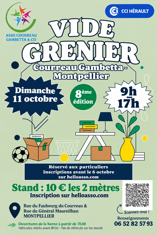 Affiche Vide-grenier du Courreau Gambetta à Montpellier