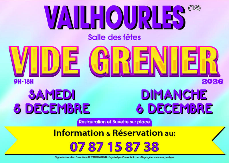 Affiche Vide-grenier de la salle des fêtes de Vailhourles