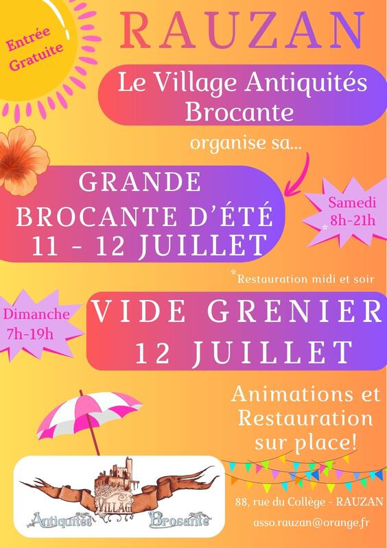 Affiche Grande Brocante d'Été et Vide-Grenier - Le Village Antiquités Brocante - Rauzan