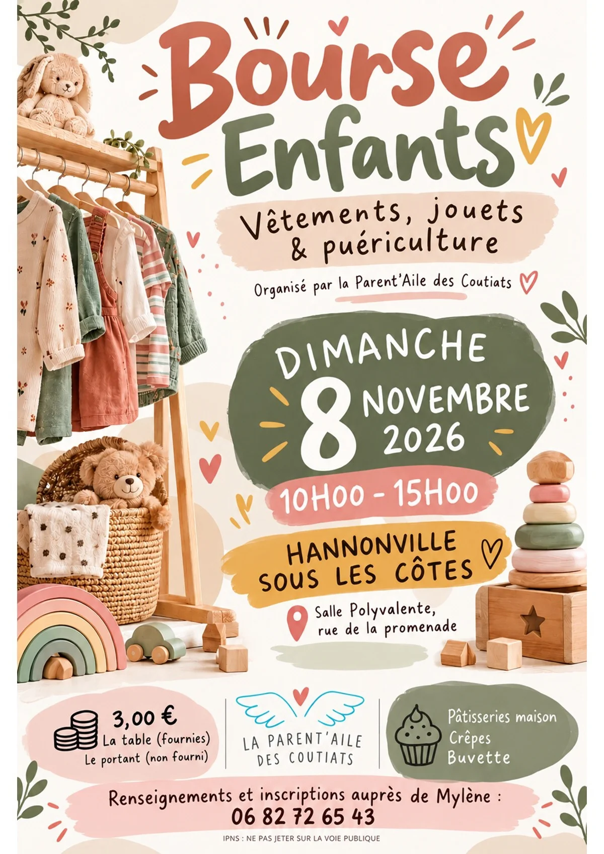 Affiche Bourse enfants de la Parent'Aile des Coutiats à Hannonville-sous-les-Côtes