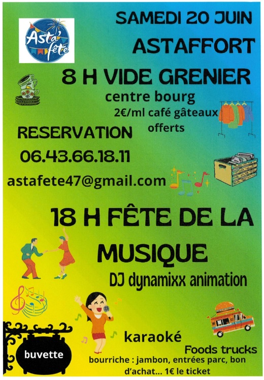 Affiche Vide-grenier Astaffort samedi 20 juin 2026 (47220)