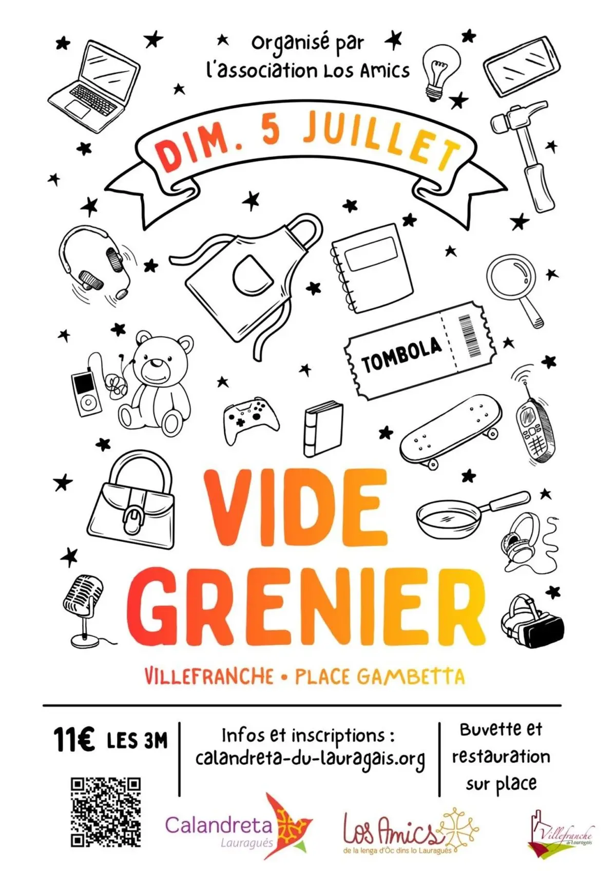 Affiche Vide-grenier Villefranche-de-Lauragais dimanche 5 juillet 2026 (31290)
