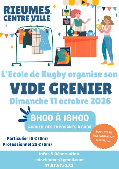 Affiche Vide-grenier de l'École de rugby à Rieumes