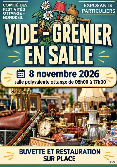 Affiche Vide-grenier en salle du Comité des festivités à Ottange