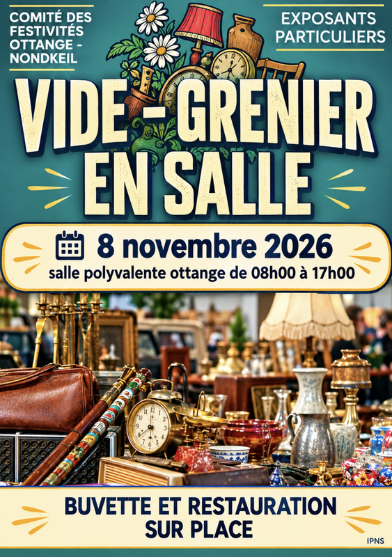 Affiche Vide-grenier en salle du Comité des festivités à Ottange