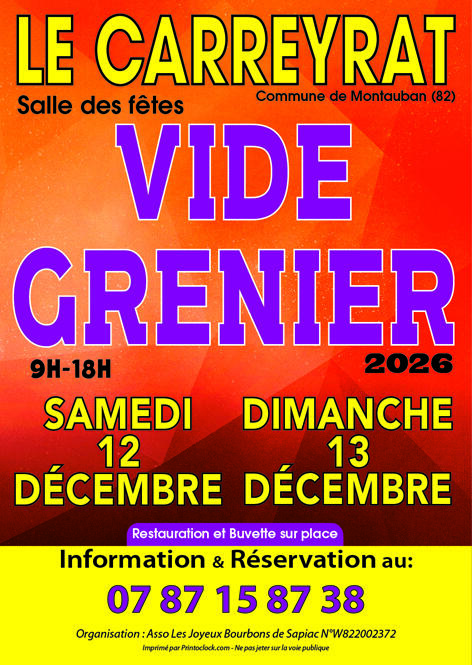 Affiche Vide-grenier du Carreyrat à Montauban