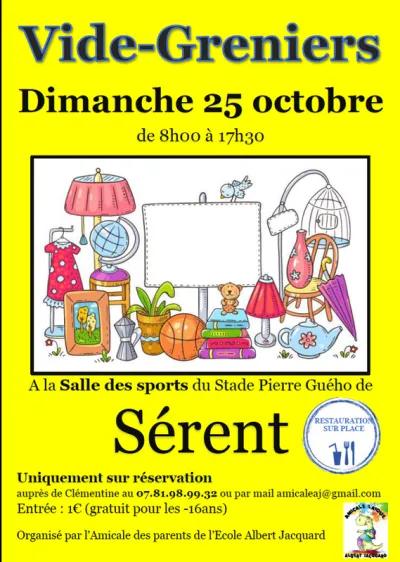 Affiche Vide-greniers de l'école Albert Jacquard à Sérent