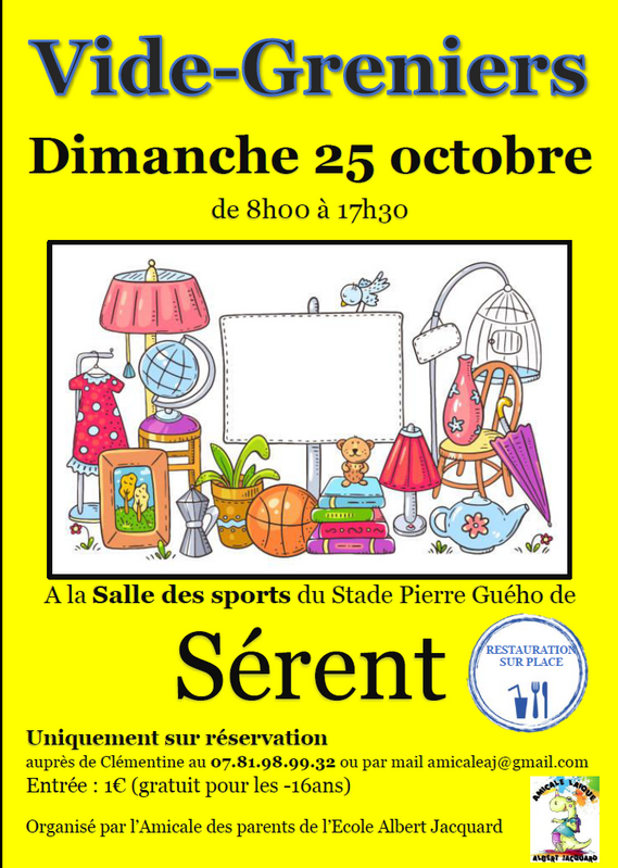 Affiche Vide-greniers de l'école Albert Jacquard à Sérent