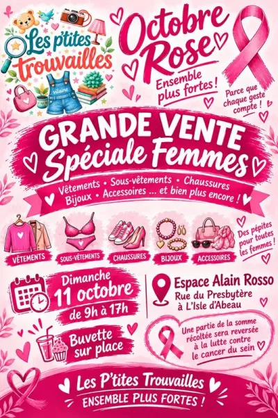 Affiche Braderie spéciale femmes des P'tites Trouvailles à L'Isle-d'Abeau