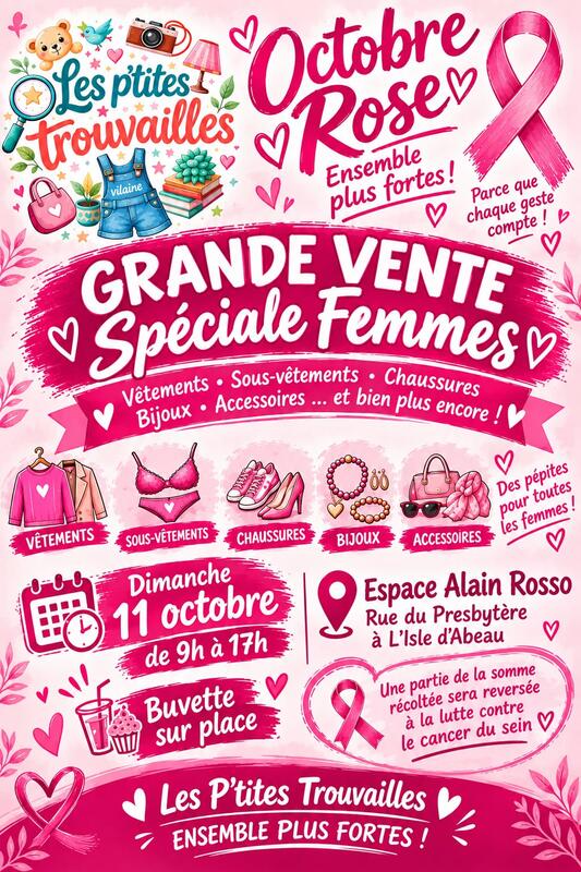 Affiche Braderie spéciale femmes des P'tites Trouvailles à L'Isle-d'Abeau