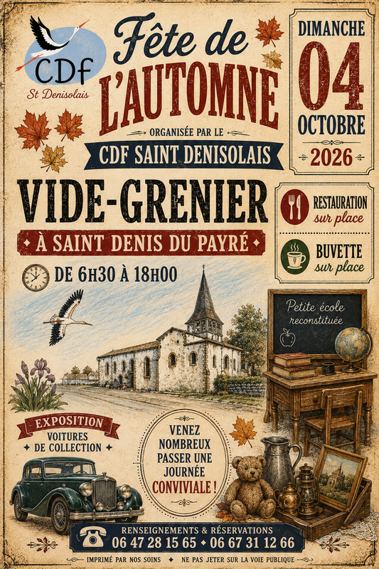 Affiche Vide-grenier de la fête de l'automne à Saint-Denis-du-Payré
