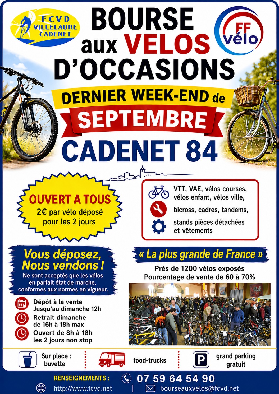 Affiche Bourse aux vélos d'occasion Cadenet-Villelaure samedi 26 et dimanche 27 septembre 2026 (84160)