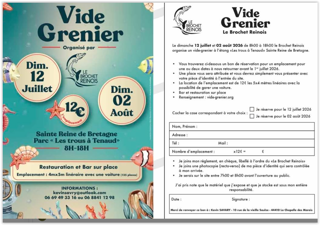 Affiche Vide-grenier Sainte-Reine-de-Bretagne dimanche 2 août 2026 (44160)