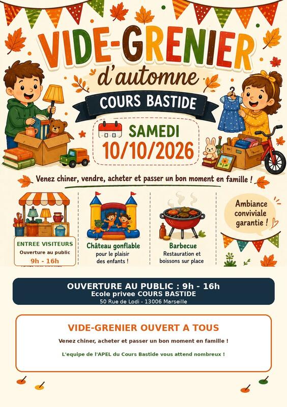 Affiche Vide-grenier d'automne du Cours Bastide à Marseille 6e