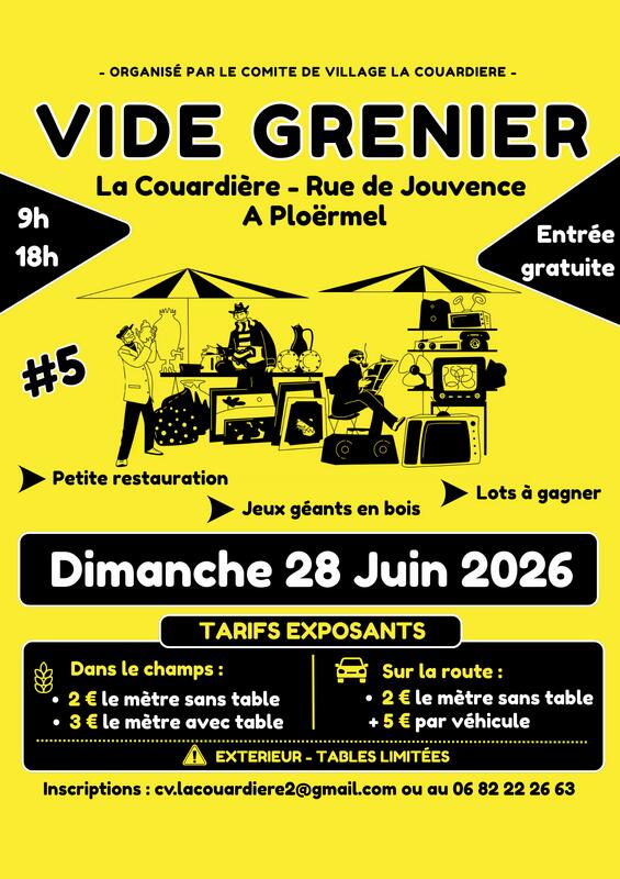 Affiche Vide-Grenier - Comité de Village La Couardière - Ploërmel - Morbihan