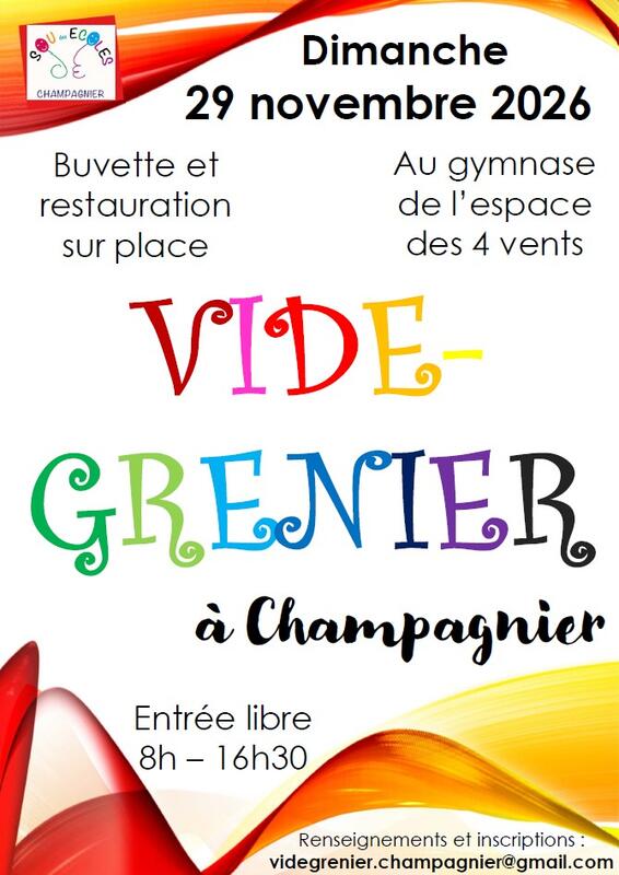 Affiche Vide-grenier du Sou des écoles à Champagnier