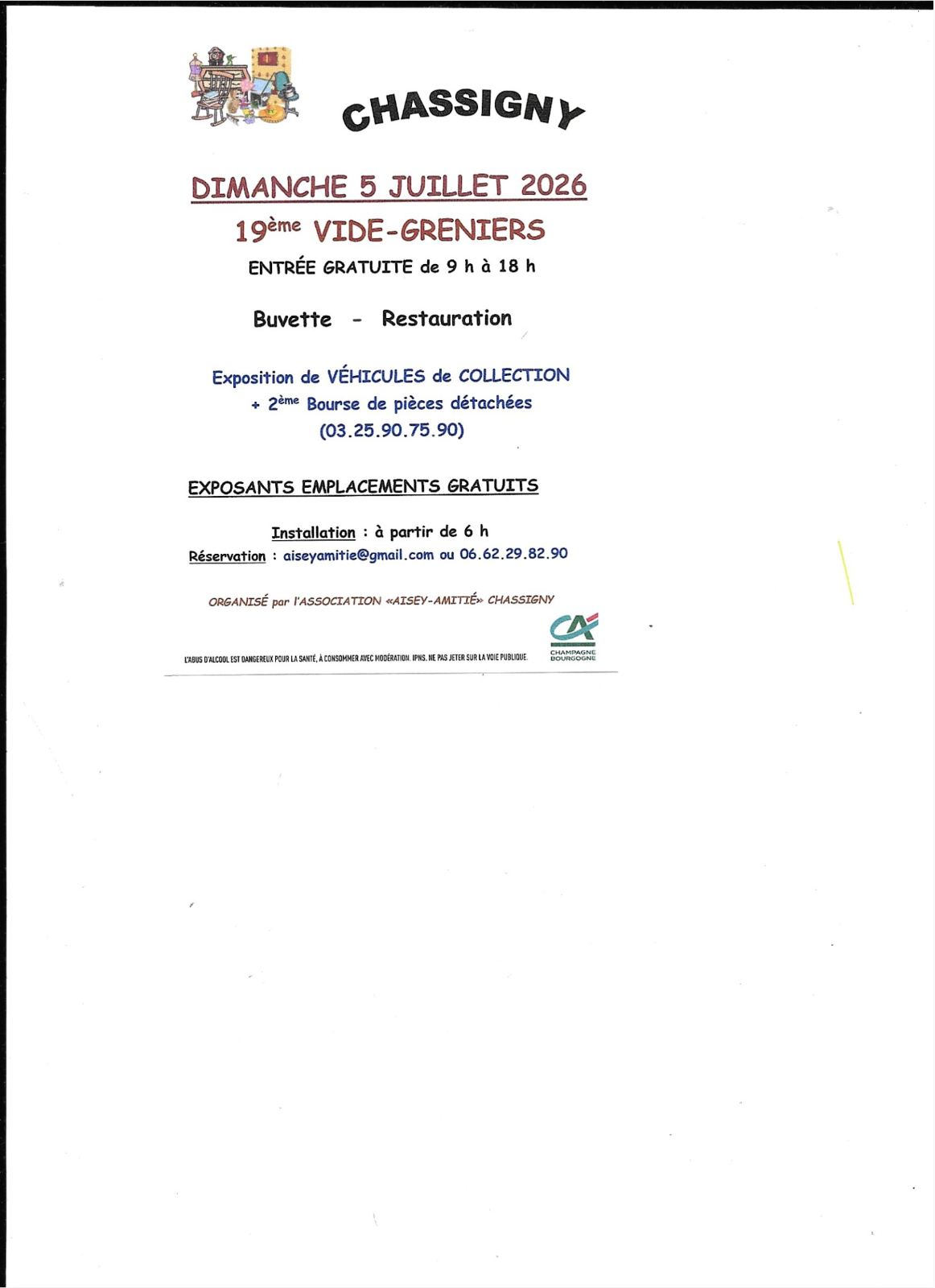 Affiche Vide-grenier Chassigny dimanche 5 juillet 2026 (52190)