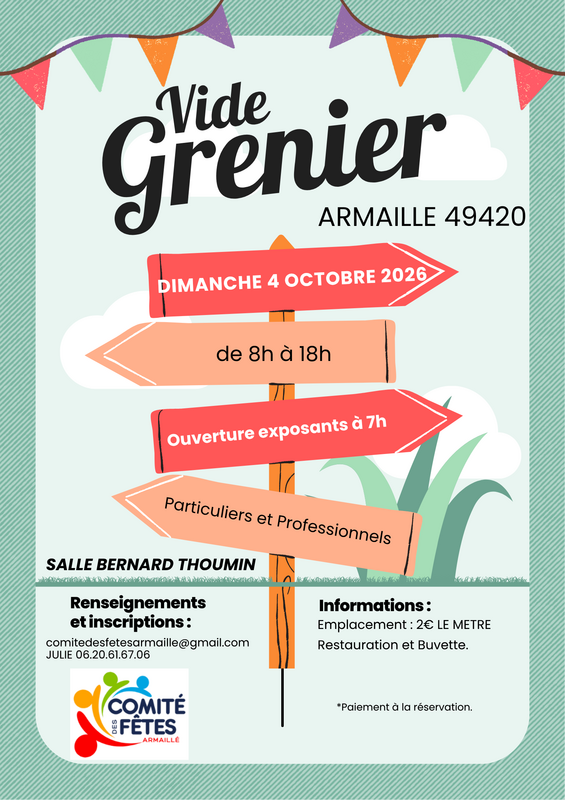 Affiche Vide-grenier du Comité des fêtes à Armaillé
