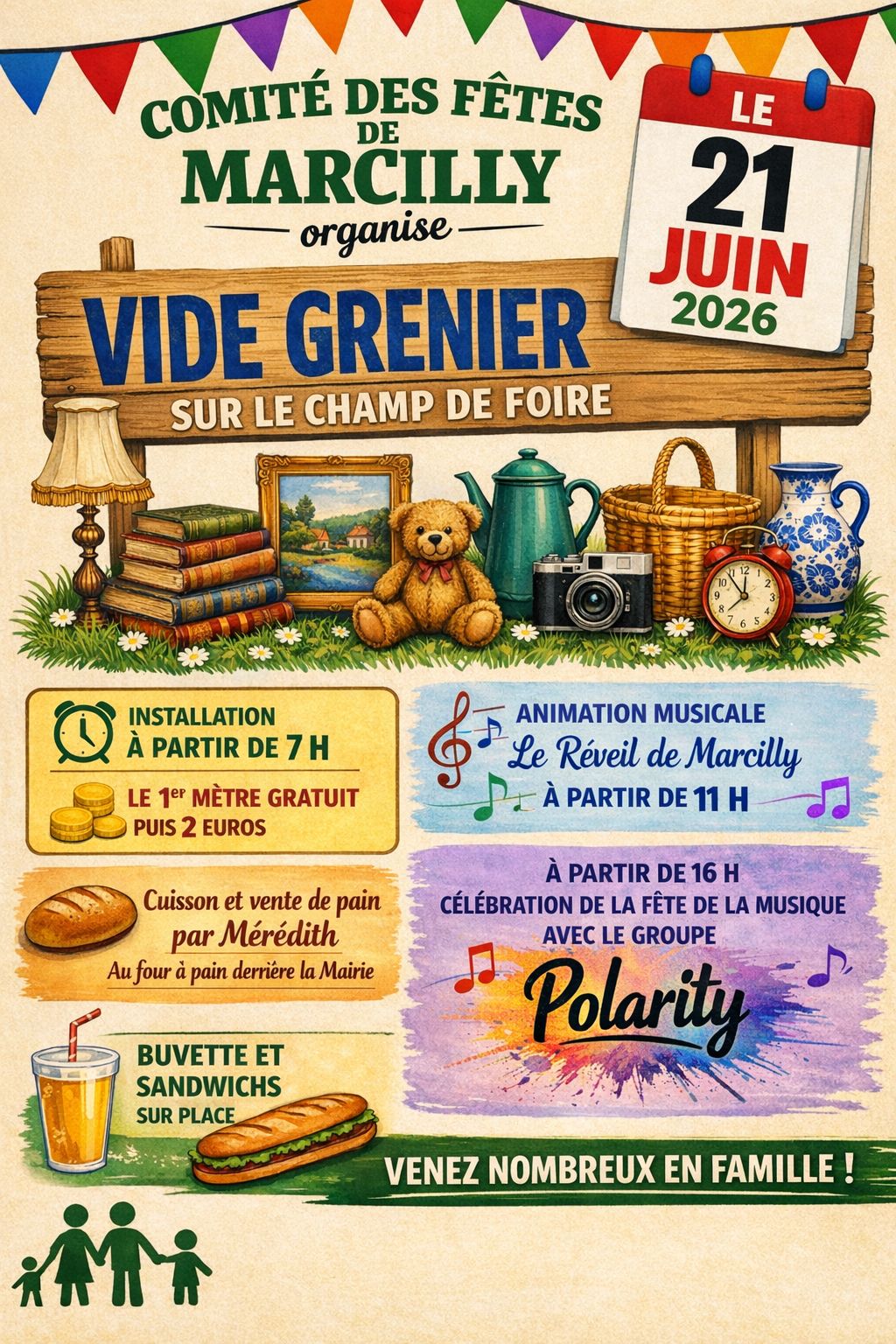 Affiche Vide-grenier Marcilly-en-Gault dimanche 21 juin 2026 (41210)