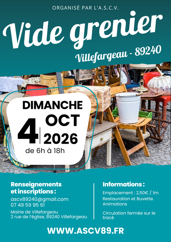 Affiche Vide-grenier de l'A.S.C.V. à Villefargeau