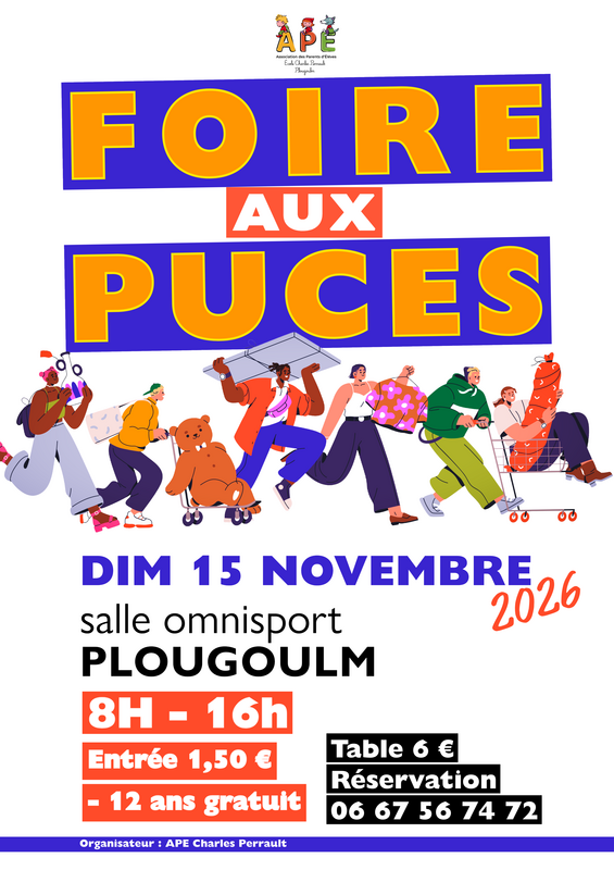 Affiche Foire aux puces de l'APE Charles Perrault à Plougoulm