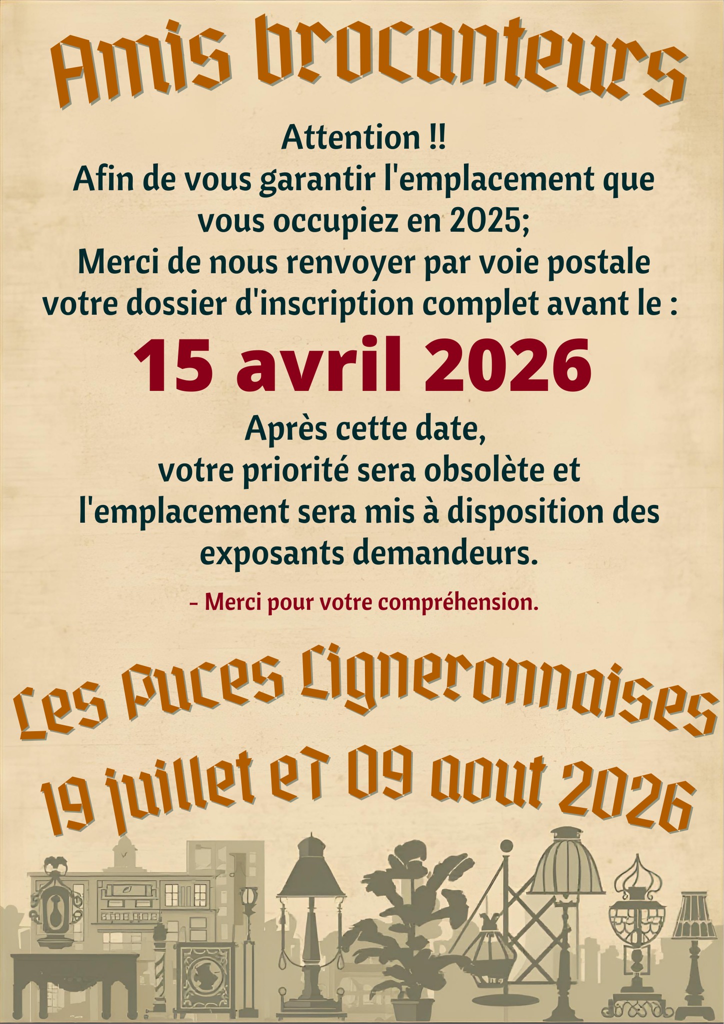 Affiche Brocante Les Puces Ligneronnaises dimanche 9 août 2026 (83340)