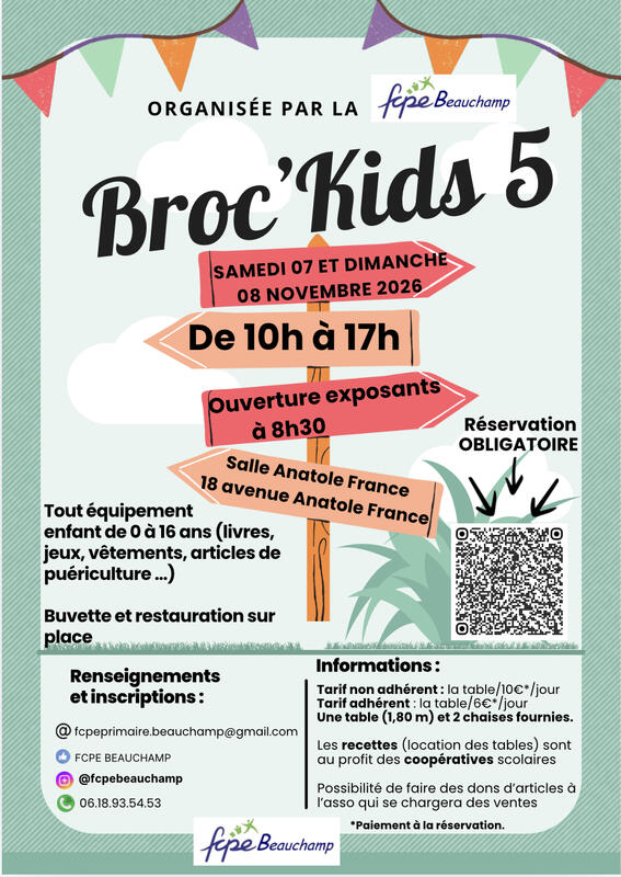Affiche Broc'Kids de la FCPE à Beauchamp