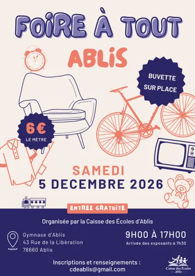 Affiche Foire à tout de la Caisse des Écoles d'Ablis