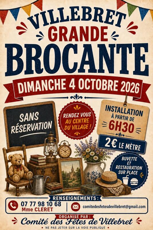 Affiche Brocante du Comité des fêtes de Villebret