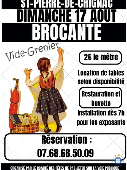 Affiche Brocante vide-grenier Saint-Pierre-de-Chignac dimanche 17 août 2026 (24330)