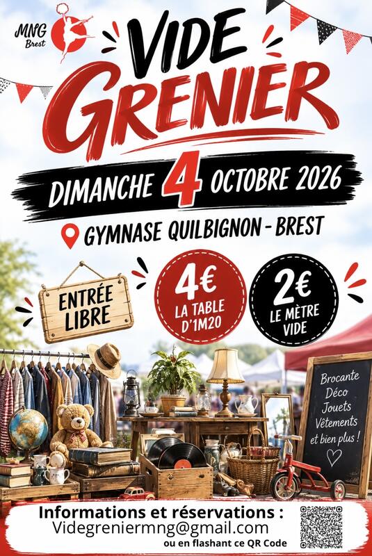 Affiche Vide-grenier de MNG Brest au gymnase Quilbignon à Brest