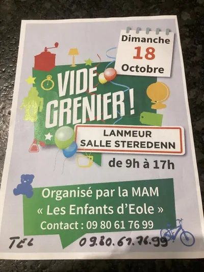 Affiche Vide-grenier de la MAM Les Enfants d'Eole à Lanmeur
