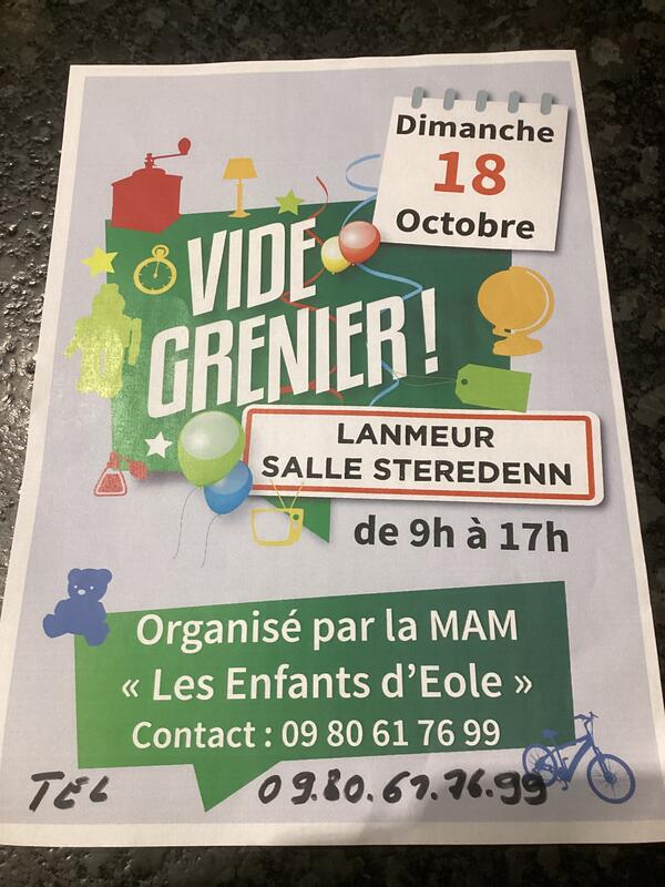 Affiche Vide-grenier de la MAM Les Enfants d'Eole à Lanmeur