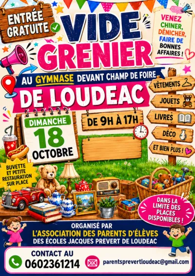 Affiche Vide-grenier de l'APE des écoles Jacques Prévert à Loudéac