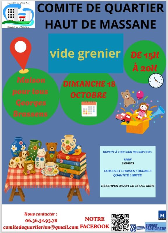 Affiche Vide-grenier du Comité de quartier Haut de Massane à Montpellier