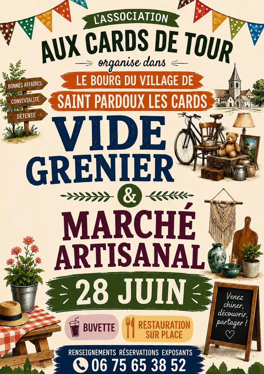 Affiche Vide-grenier marché artisanal Saint-Pardoux-les-Cards dimanche 28 juin 2026 (23150)