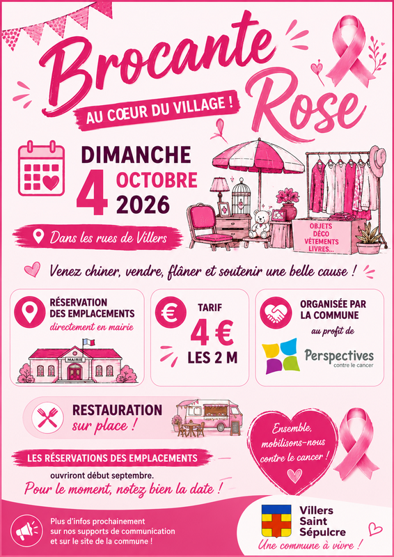 Affiche Brocante rose de Villers-Saint-Sépulcre