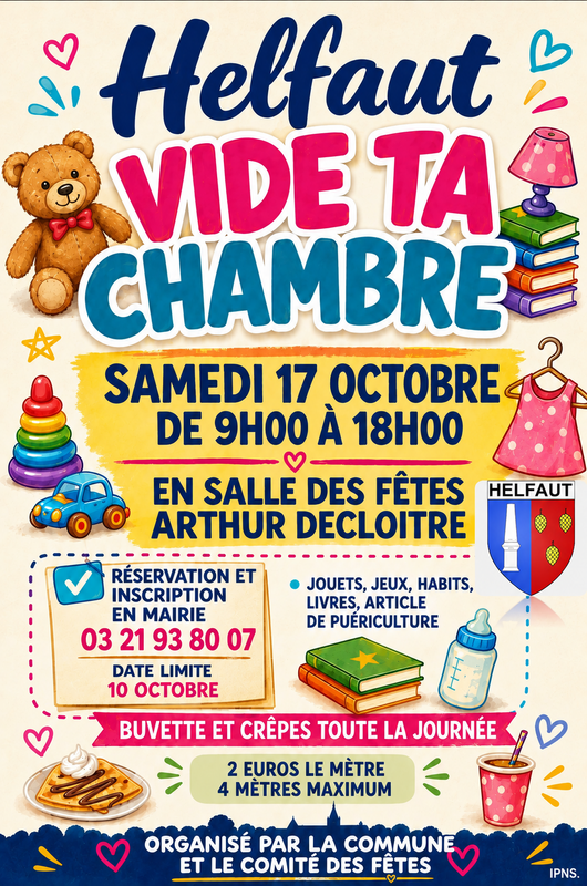 Affiche Vide ta chambre de la commune à Helfaut