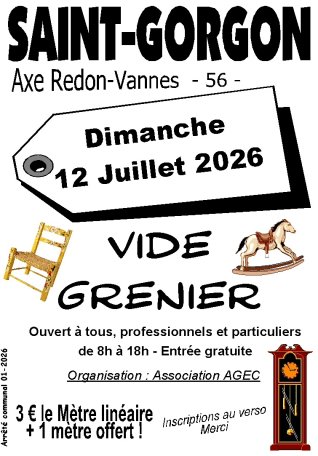 Affiche Vide-grenier Saint-Gorgon dimanche 12 juillet 2026 (56350 Morbihan)