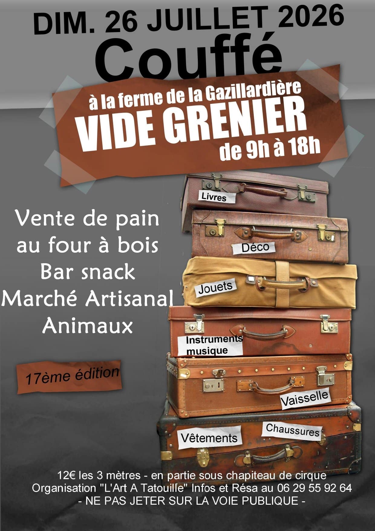 Affiche Vide-grenier à la Gazillardière, Couffé (44521) le 26 juillet 2026
